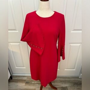 Tommy Hilfiger Elegant Raspberry Button Accent Bell Sleeve Women's Dress size 14
